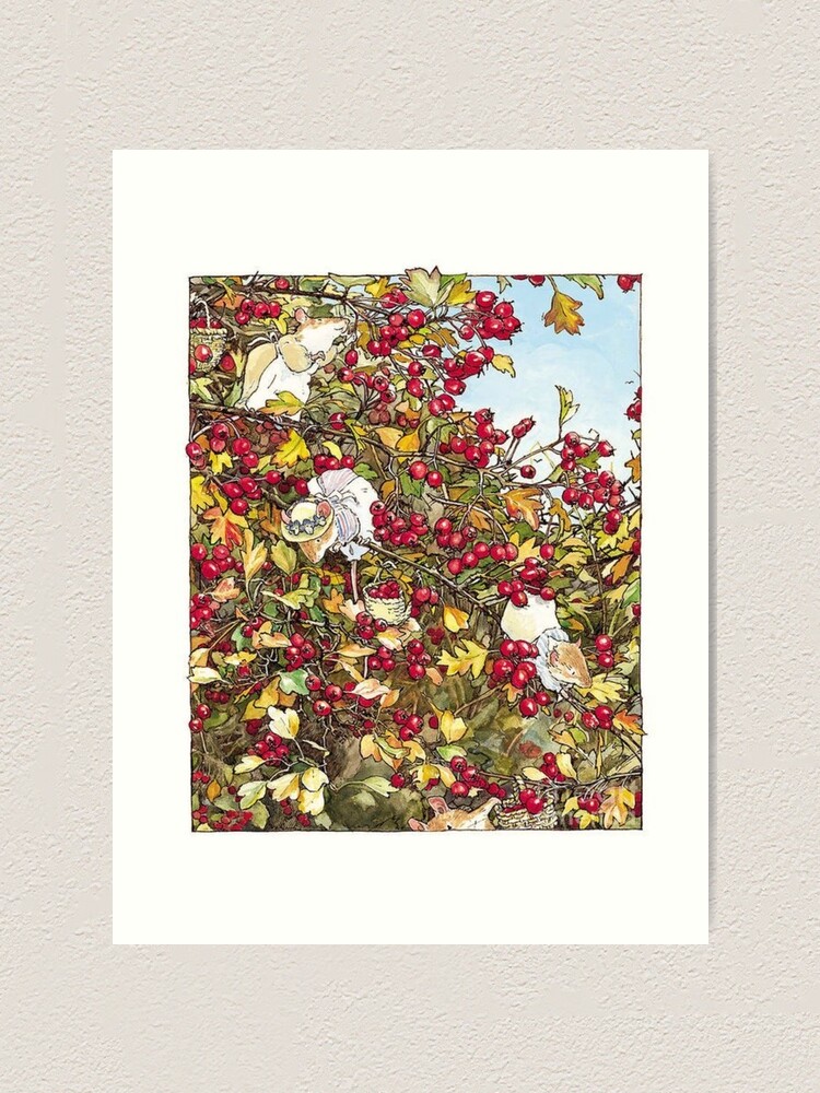 Brambly Hedge collecting fruits | Art Print