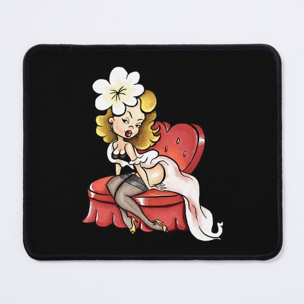 Item preview, Cute Cartoon Pinup Blonde on a Loveseat designed and sold by martinezArts.