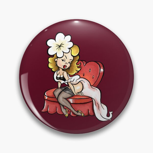 Item preview, Cute Cartoon Pinup Blonde on a Loveseat designed and sold by martinezArts.
