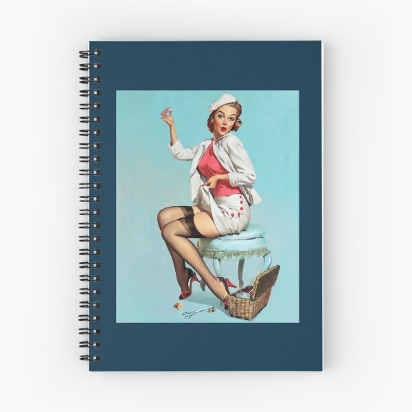 Item preview, 1950s Sewing Vintage Pin-up Girl Illustration Art Blonde Tailor Leggy Crafts Garter Hem Knitting Pin designed and sold by martinezArts.