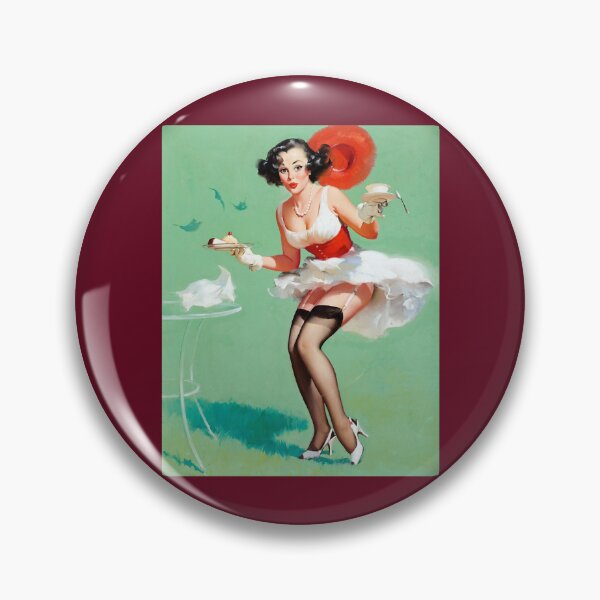 Item preview, 1950s Vintage Pin-up Girl Dessert Cake Food Foodie Pie Tight Red Dress Garter Belt Illustration Art  designed and sold by martinezArts.
