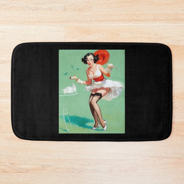 Item preview, 1950s Vintage Pin-up Girl Dessert Cake Food Foodie Pie Tight Red Dress Garter Belt Illustration Art  designed and sold by martinezArts.