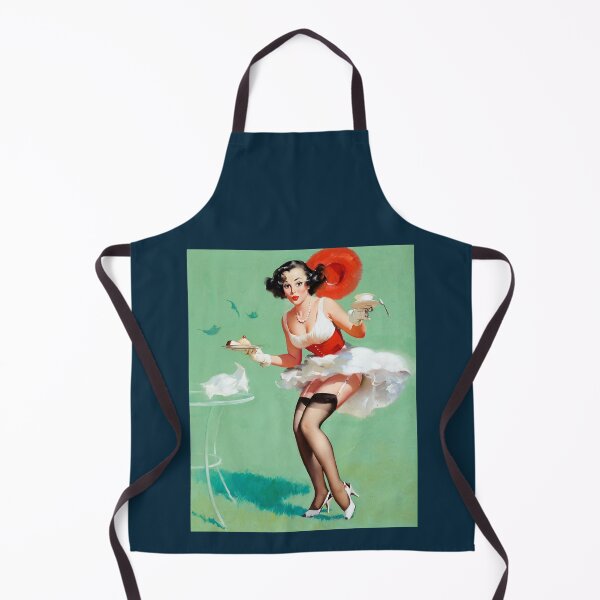 Item preview, 1950s Vintage Pin-up Girl Dessert Cake Food Foodie Pie Tight Red Dress Garter Belt Illustration Art  designed and sold by martinezArts.