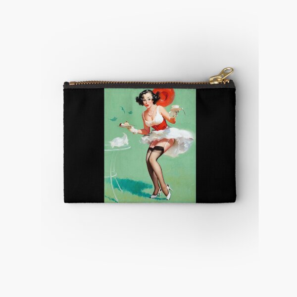 Item preview, 1950s Vintage Pin-up Girl Dessert Cake Food Foodie Pie Tight Red Dress Garter Belt Illustration Art  designed and sold by martinezArts.