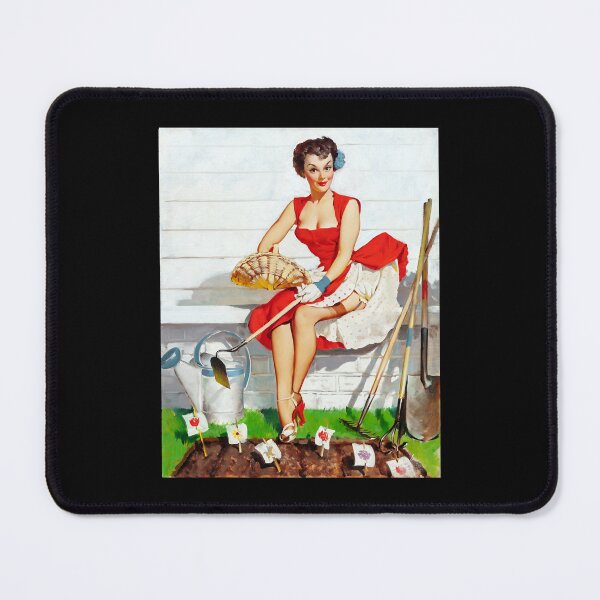 Item preview, 1950s Vintage Pin-up Girl Garden Gardening Plants Illustration Art Leggy Garter Pinup Retro Classic  designed and sold by martinezArts.