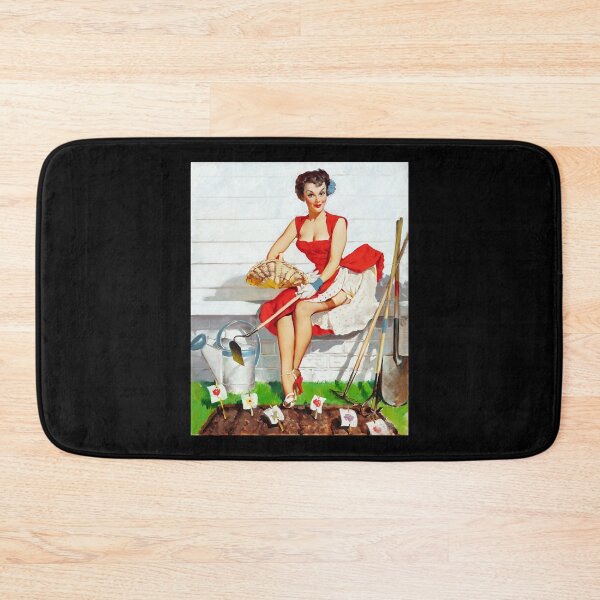 Item preview, 1950s Vintage Pin-up Girl Garden Gardening Plants Illustration Art Leggy Garter Pinup Retro Classic  designed and sold by martinezArts.