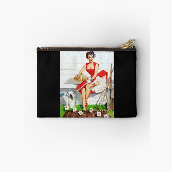 Item preview, 1950s Vintage Pin-up Girl Garden Gardening Plants Illustration Art Leggy Garter Pinup Retro Classic  designed and sold by martinezArts.
