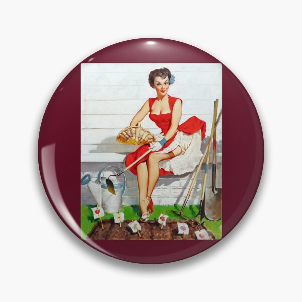 Item preview, 1950s Vintage Pin-up Girl Garden Gardening Plants Illustration Art Leggy Garter Pinup Retro Classic  designed and sold by martinezArts.