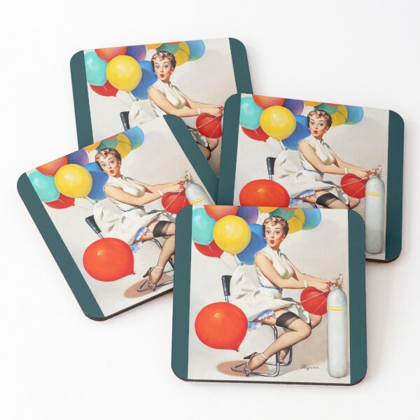 Item preview, 1950s Vintage Pin-up Girl Happy Birthday Celebration Rainbow Party Illustration Art Blonde Leggy Gar designed and sold by martinezArts.
