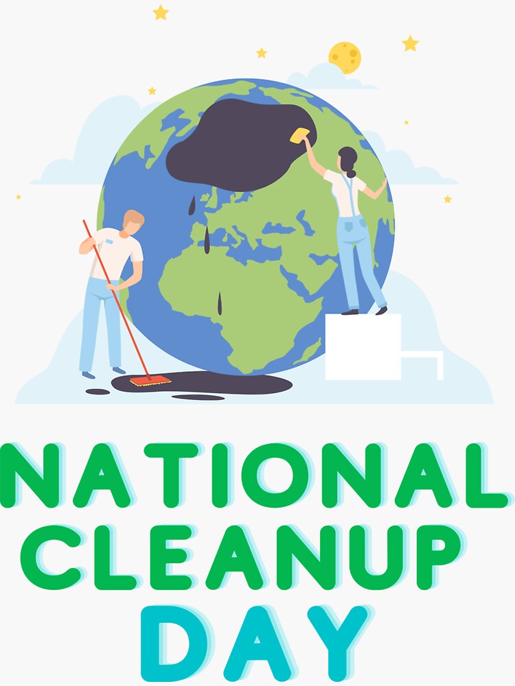 "National CleanUp Day, Gif For Women And Man " Sticker For Sale By ...