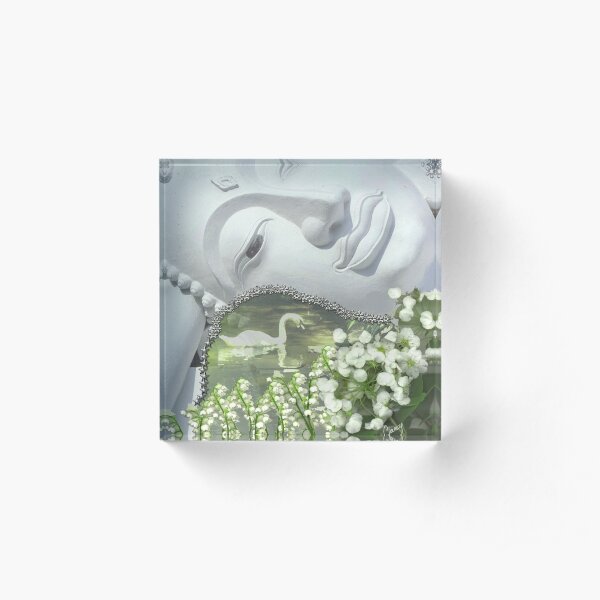 In the Garden - Quan Yin Lilies of the Valley Acrylic Block