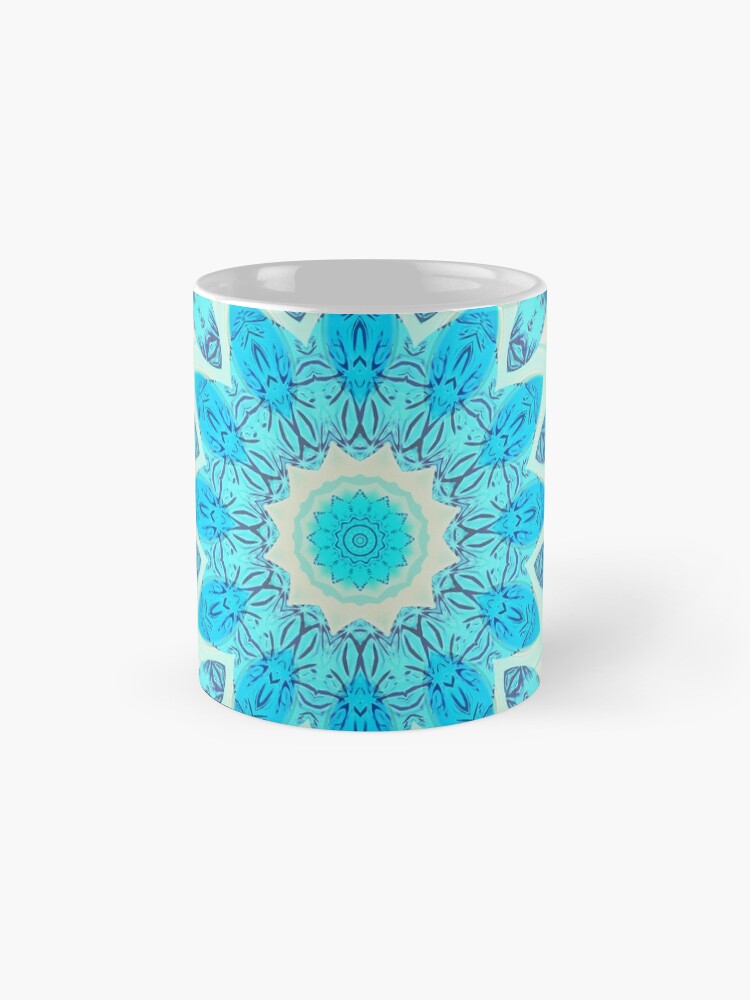 Alternate view of Blue Ice Goddess, Aqua Cyan Star Mandala Mug