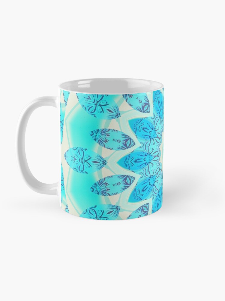 Alternate view of Blue Ice Goddess, Aqua Cyan Star Mandala Mug