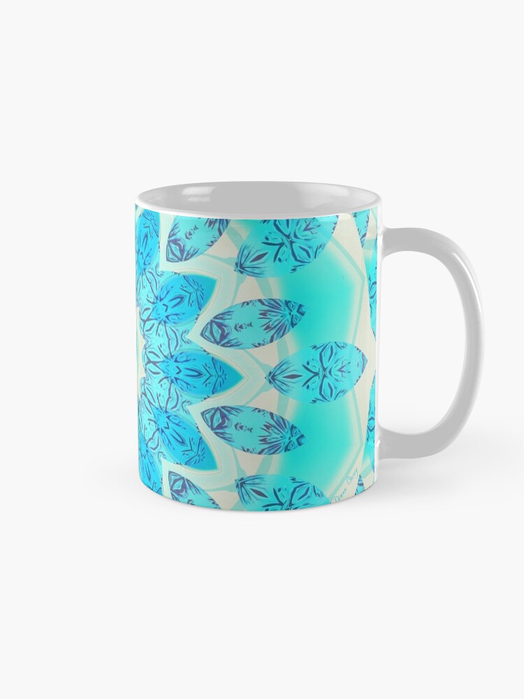 Alternate view of Blue Ice Goddess, Aqua Cyan Star Mandala Mug