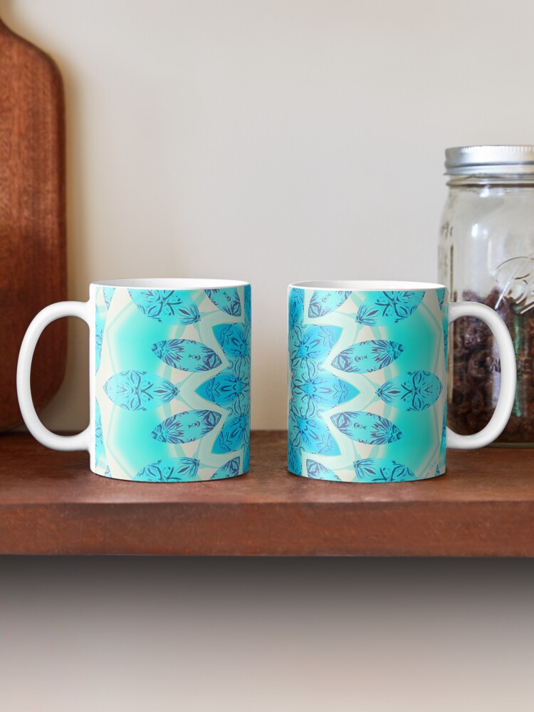 Alternate view of Blue Ice Goddess, Aqua Cyan Star Mandala Mug