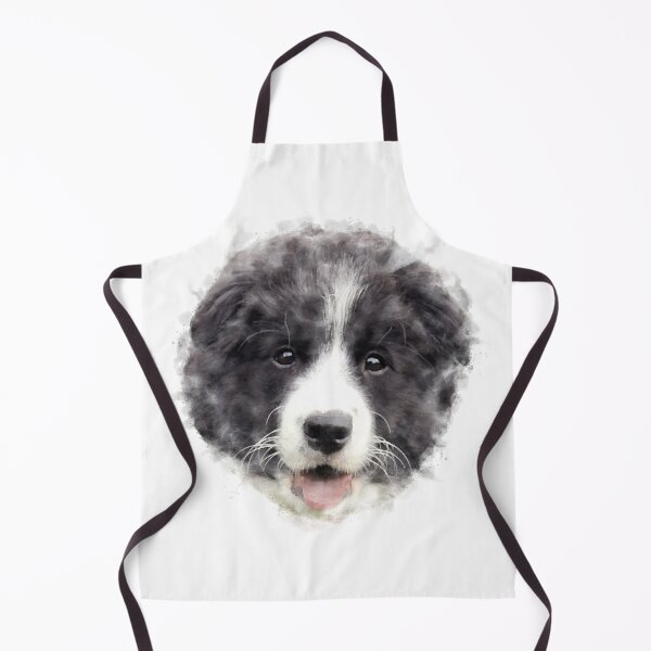Item preview, Black and White Border Collie Puppy Watercolour Artwork designed and sold by Typeglyphs.