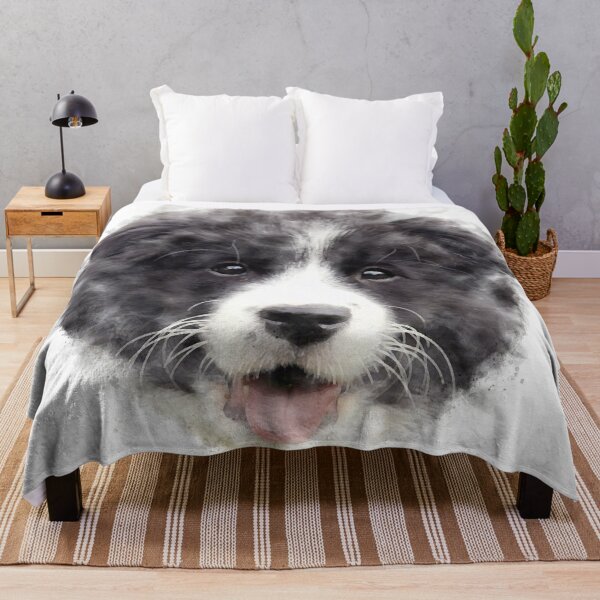 Item preview, Black and White Border Collie Puppy Watercolour Artwork designed and sold by Typeglyphs.