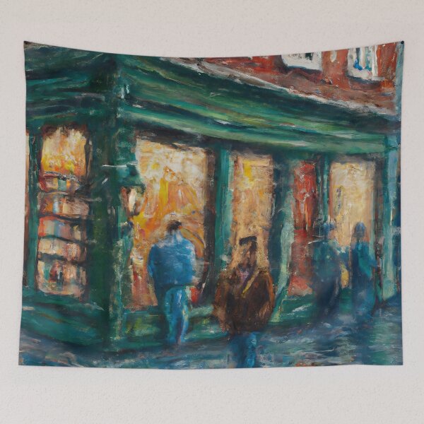 Item preview, Green Bookshop Storefront on the Corner designed and sold by priddypaintings.