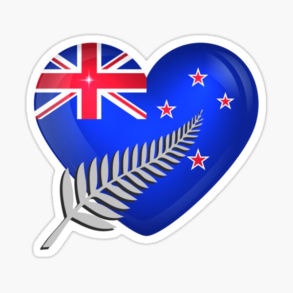 Item preview, New Zealand NZ Kiwi Heart Flag & Fern Emblem designed and sold by Down Downunder.