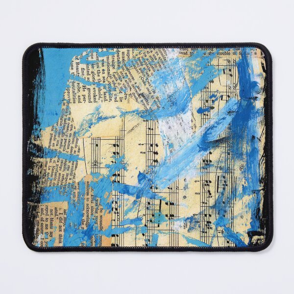 Item preview, Blue music collage book pages sheet music painting abstract music teacher singer musician Lexicon designed and sold by LexiconOfLove.