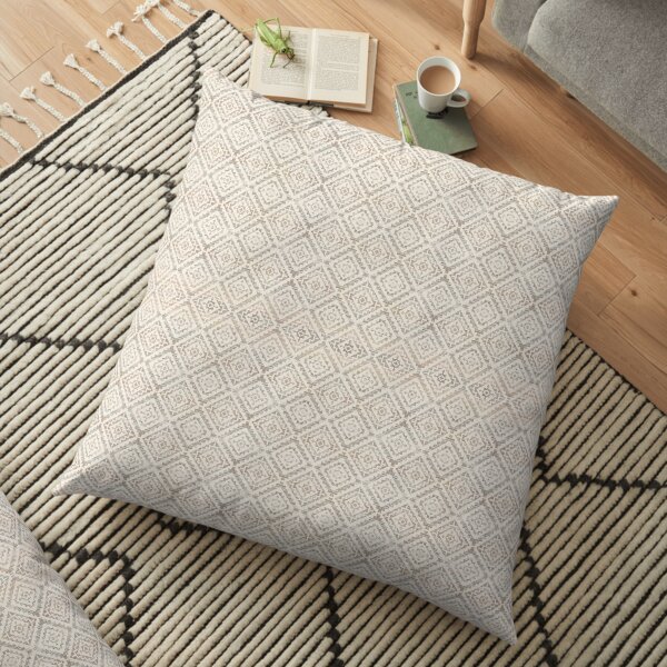 White Grey Geometric Farmhouse Rustic Vintage Moroccan Fabric Style Floor Pillow