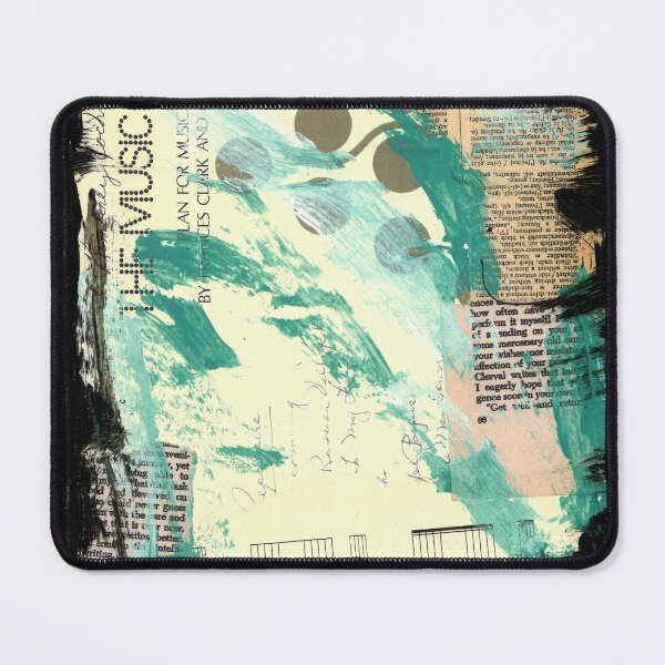 Item preview, Aqua turquoise music collage book pages sheet music painting abstract music teacher singer musician Lexicon designed and sold by LexiconOfLove.