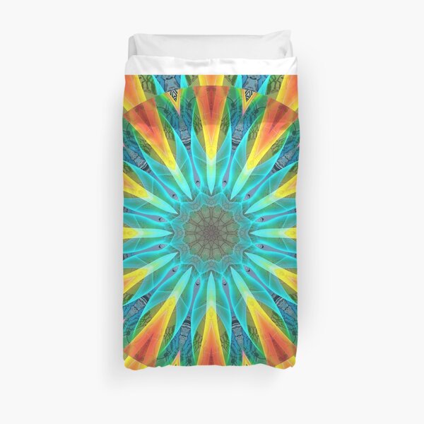 Aqua Gold Joy to the World Wild Flowers Duvet Cover