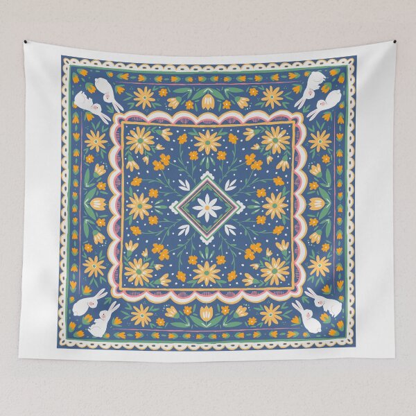 Item preview, White Bunnies Floral Bandana Scarf designed and sold by RDevane.