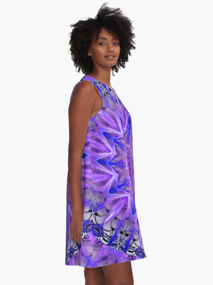 Alternate view of Abstract Plum Ice Crystal Palace Lattice Lace A-Line Dress
