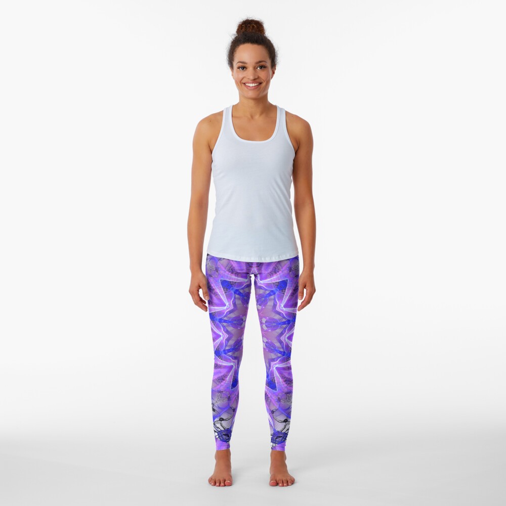 Abstract Plum Ice Crystal Palace Lattice Lace Leggings