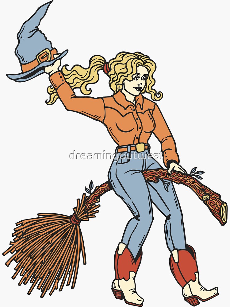 “Cowgirl Witch " Sticker for Sale by dreamingoutwest | Redbubble