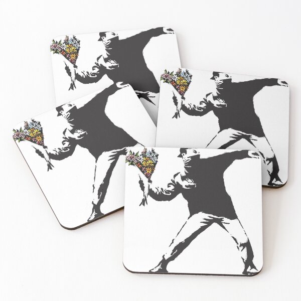 Item preview, Banksy graffiti Protest anarchist throwing flowers Thrower Make Art designed and sold by SaraBrock10.