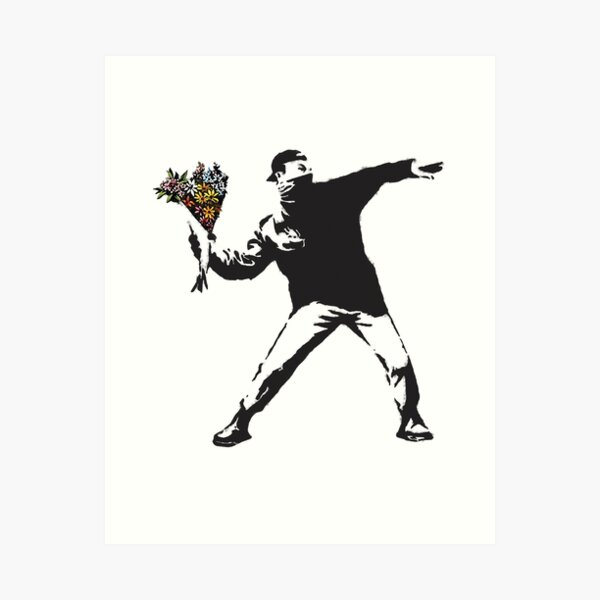 Banksy Throwing Flowers Wall Art for Sale