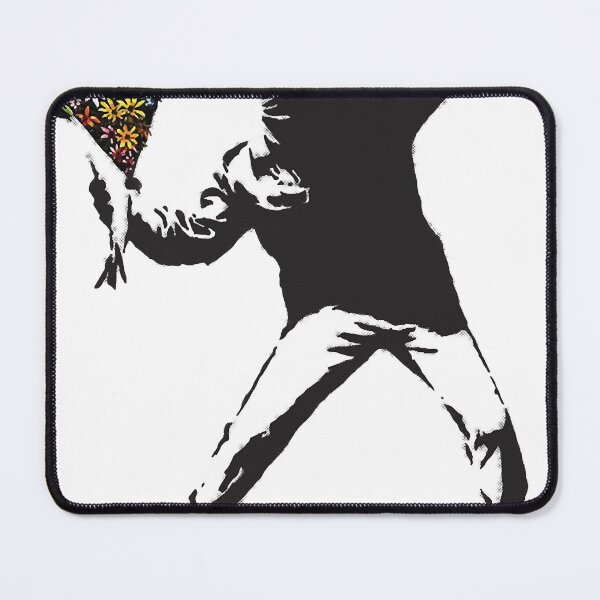 Item preview, Banksy graffiti Protest anarchist throwing flowers Thrower Make Art designed and sold by SaraBrock10.