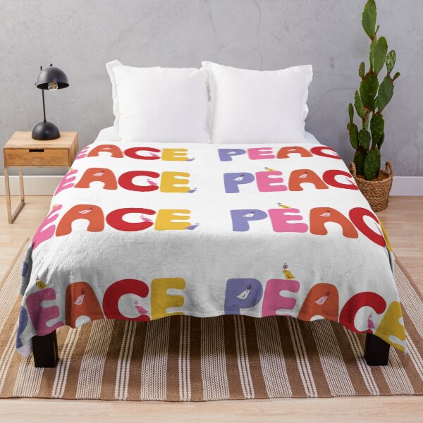Item preview, Peace Handlettered Birds Peace Doves Purple Pink Orange Red Yellow Holiday Christmas designed and sold by victoriabdesign.