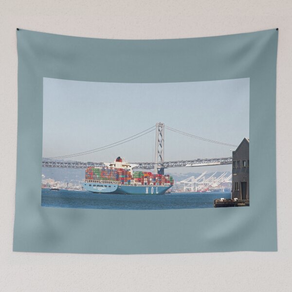 Item preview, Container Ship Going Under the Bay Bridge - San Francisco, California designed and sold by Buckwhite.
