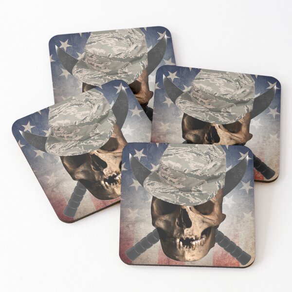 Item preview, Military American Flag with Skull and Knives designed and sold by TjsDesignsnMore.
