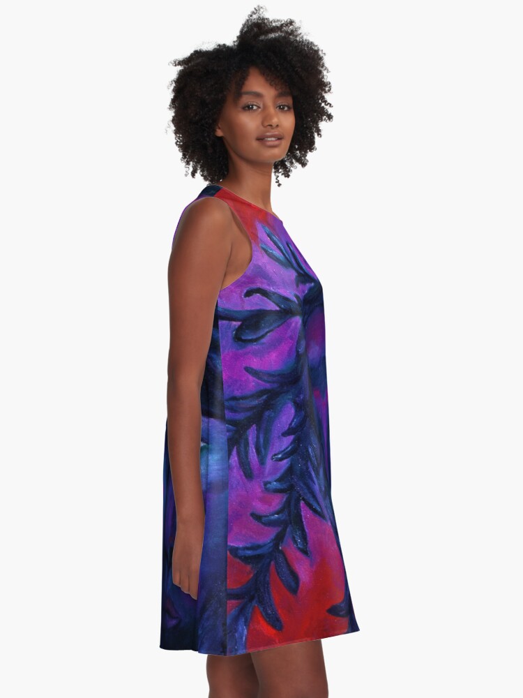 Alternate view of Mother Watching All - Crimson & Violet Compassion A-Line Dress