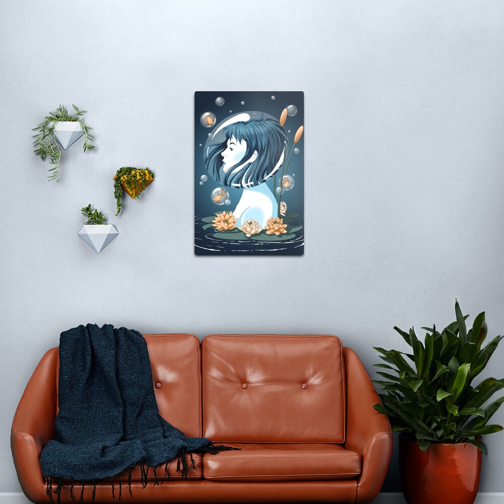 Breathing Underwater | Mermaid | Water | Fantasy Girl Metal Print