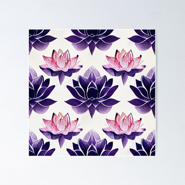 Item preview, Pink and purple lotus flowers pattern designed and sold by etherElric.