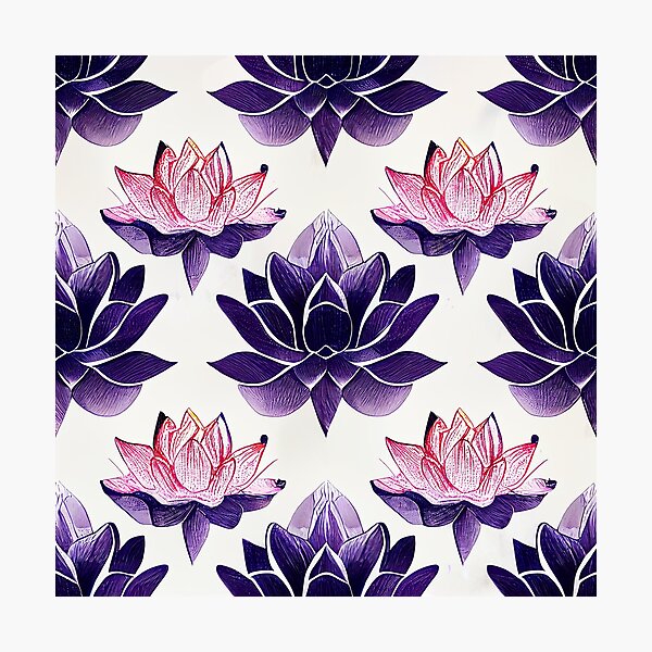 Item preview, Pink and purple lotus flowers pattern designed and sold by etherElric.