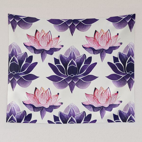 Item preview, Pink and purple lotus flowers pattern designed and sold by etherElric.