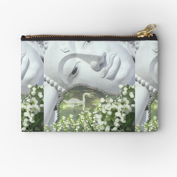 In the Garden - Quan Yin in White Zipper Pouch