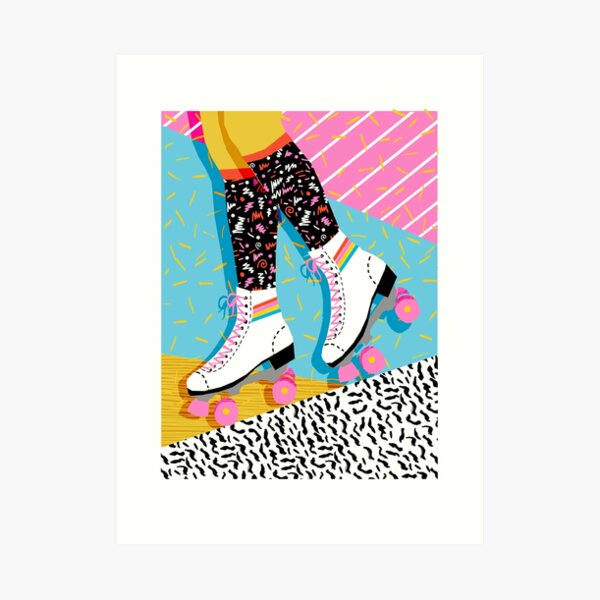 Steeze - 80s retro throwback rollerskating rink neon memphis 1980's vibes Art Print