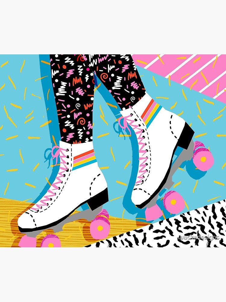 Steeze - 80s retro throwback rollerskating rink neon memphis 1980's vibes by wackadesigns