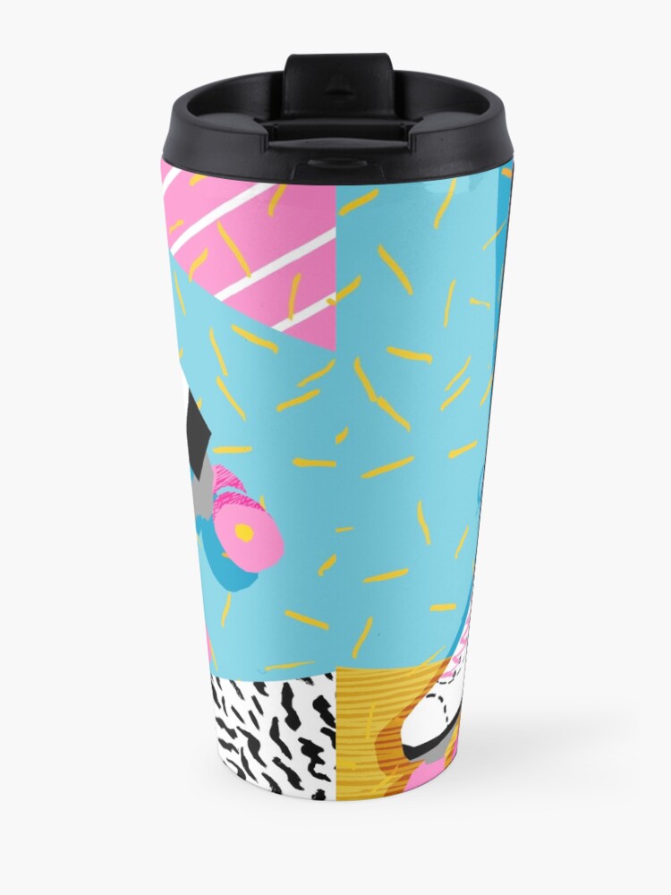 Alternate view of Steeze - 80s retro throwback rollerskating rink neon memphis 1980's vibes Travel Mug