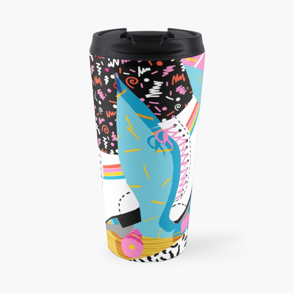 Steeze - 80s retro throwback rollerskating rink neon memphis 1980's vibes Travel Mug