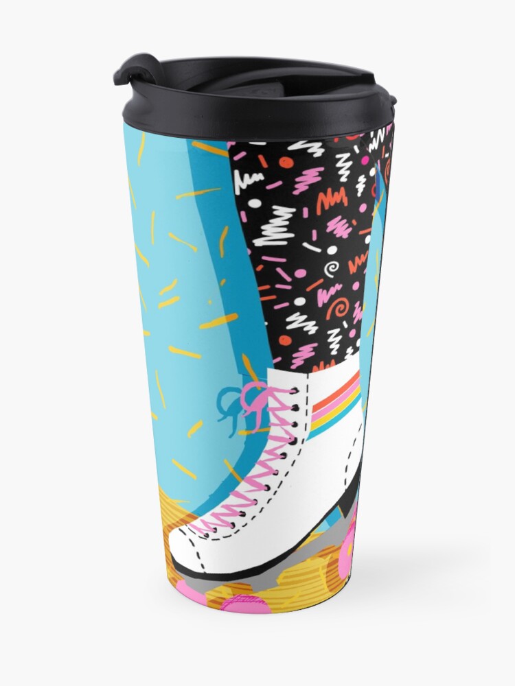 Alternate view of Steeze - 80s retro throwback rollerskating rink neon memphis 1980's vibes Travel Mug