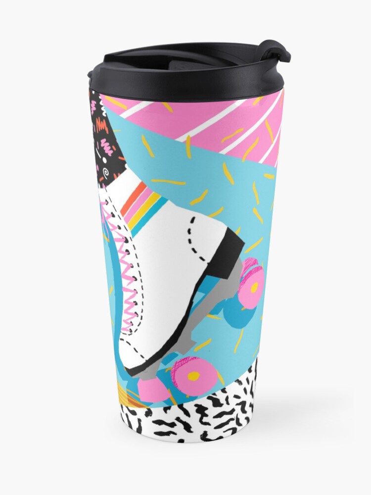 Alternate view of Steeze - 80s retro throwback rollerskating rink neon memphis 1980's vibes Travel Mug