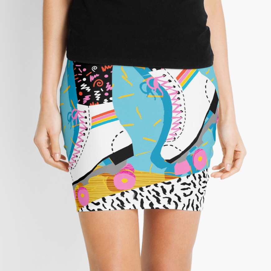 Steeze - 80s retro throwback rollerskating rink neon memphis 1980's vibes Mini Skirt